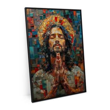 Imagem de Quadro Jesus Religioso 90x60 Cm 3d Ladrilhos Para Escritório - Bimper 