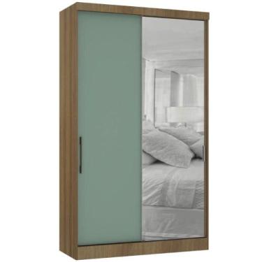 Imagem de Guarda Roupa Modulado 134,50cm Espelho Paris Avelã/Verde Pf - LUCIANE 