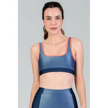 Imagem de Top Feminino Edge Fitae, Azul escuro, Laranja, P