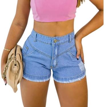 Imagem de Short Jeans Lavagem Clara Feminina Sem Lycra  - Atacado da Moda, Jeans