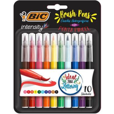 Imagem de kit 10 Canetas BIC Pincel Brush Pens Hidrográfica Intensity 970926