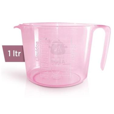 Imagem de Jarra de 1 (Um) Litro ROSA Escrita Injetada Liquido e Xicara Apto ao M