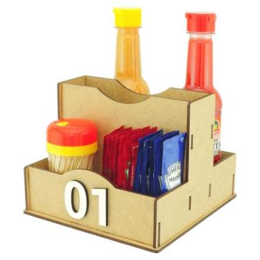 Imagem de 5 Porta Sachê Temperos Guardanapos Organizador de Mesa Lanchonete Crú 