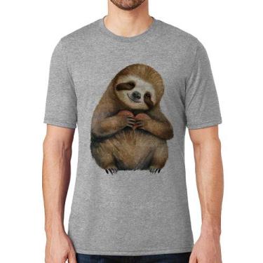 Imagem de Camiseta Bicho Preguiça Coração - Foca na Moda, Cinza, G