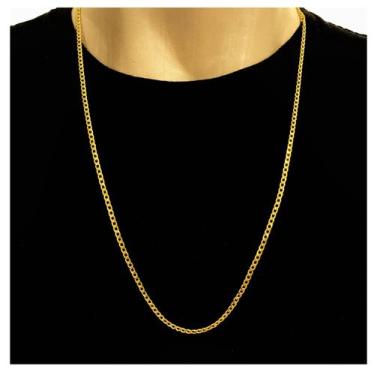 Imagem de Corrente Cordão Masculino Grumet Fina 70cm Banho a Ouro 18K - ALRA SEM