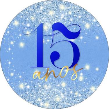 Imagem de Painel De Festa Redondo 1,50x1,50 - 15 Anos Efeito Glitter Azul 312 - 