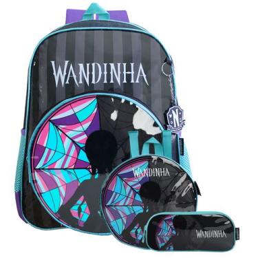 Imagem de Kit Mochila De Alças Com Estojo Duplo E Lancheira Wandinha - Luxcel, E