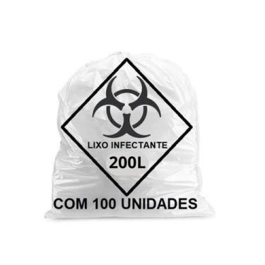 Imagem de Saco de Lixo Hospitalar Infectante 200 Litros c/ 100  Branco - Entulix