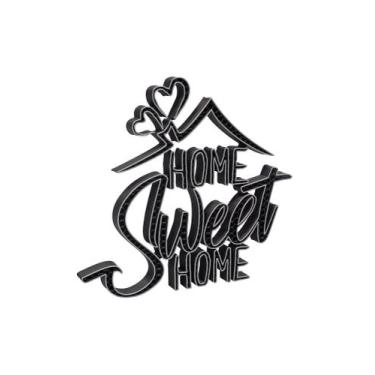 Imagem de Palavra - Home Sweet Home - Estilo Colmeia Com Borda Prata - 20cm x 22