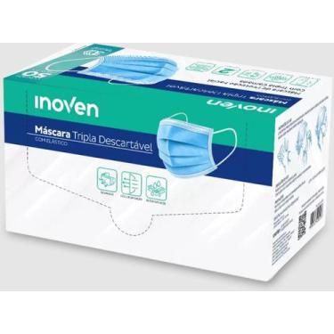 Imagem de Máscara Tnt Tripla Com Elástico Azul 50 Unidades - INOVEN