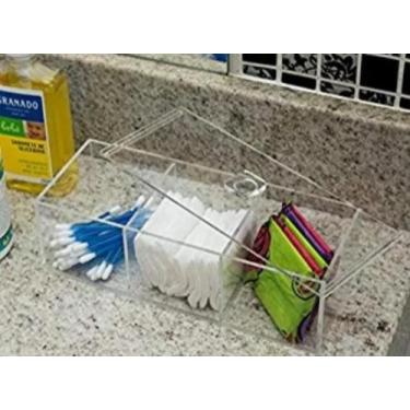 Imagem de Porta Cotonete Algodão com Divisórias Banheiro Lavabo Acrílico - AGV C