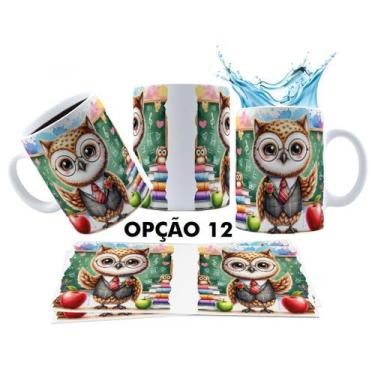 Imagem de Caneca 325ml Aquarela Corujinha Dia Dos Professores - LARANJA E MIMOS