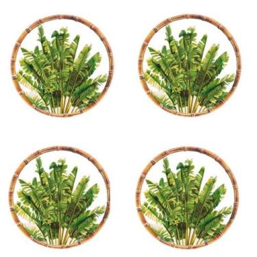 Imagem de Kit 4 Pratos Sobremesa Melamina Palm Tree Branco 22cm - Rojemac