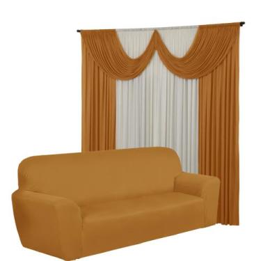 Imagem de Kit Sala Cortina 2 Metros Paris + Capa 4 Lugares Coladinha Spandex - D