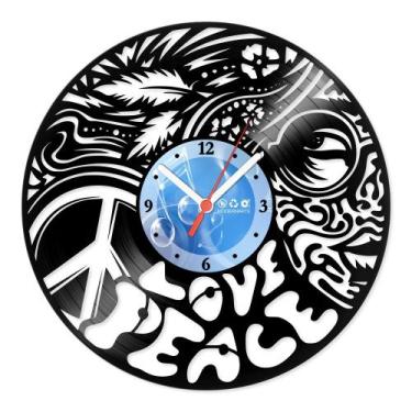 Imagem de Relógio De Parede Disco Vinil Diversos - Hippie Paz e Amor - VDI-191 -
