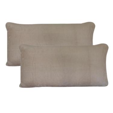 Imagem de Kit 02 Fronhas King 50cm x 90cm Plush Microfibra Fleece Bege Arrumadin