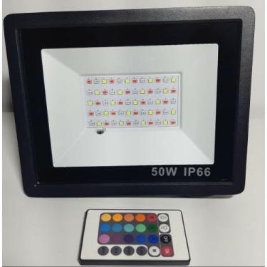 Imagem de Refletor Led Holofote 50w Bivolt 80% Rgb Colorido C/ Controle - Ilumim