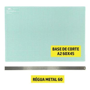 Imagem de Base Placa de Corte Apoio Para Mesa A2 60x45cm Dupla Face+ Régua Metal