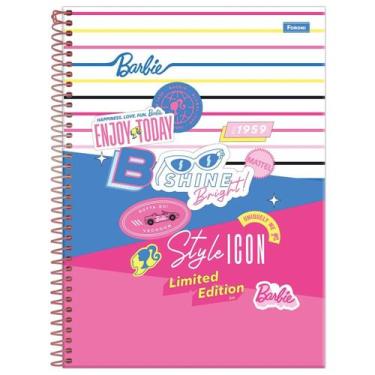 Imagem de Caderno Escolar Barbie Capa Dura Espiral 1 Matéria 80 Folhas, Rosa/Azu