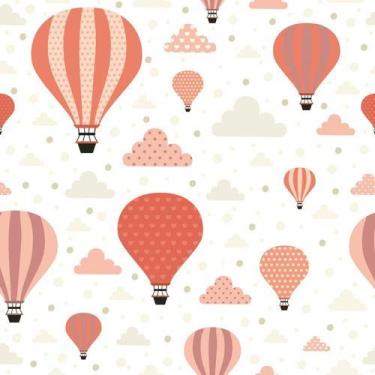 Imagem de Papel De Parede Baby Balões Em Tons Salmão - 1,50x0,50m - DEKAL DECOR