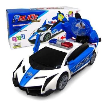 Imagem de Carrinho Policia Anda Emite Luz E Som Gira 360 Graus - DM TOYS