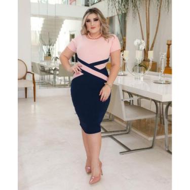 Imagem de Vestido Midi Detalhe em X Moda Feminina Evangélica - Miss FLOWER, Rosa
