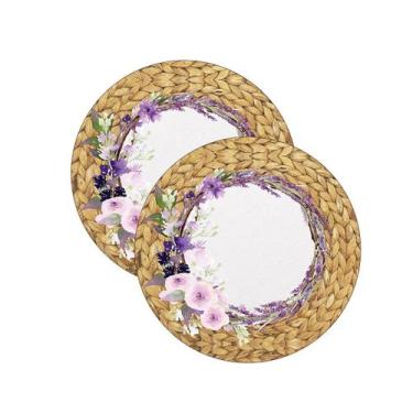 Imagem de Kit Sousplat Lavanda Rústico - NSW, com base, 2 Peças