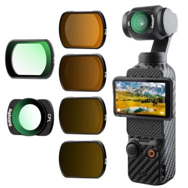 Imagem de Walking Way Conjunto de filtros magnéticos pretos e CPL e ND compatível com acessórios DJI Osmo Pocket 3 Creator Combo - pacote com 6 (difusão preta 1/4, CPL, ND8/ND16/ND32/ND64), multi-revestido