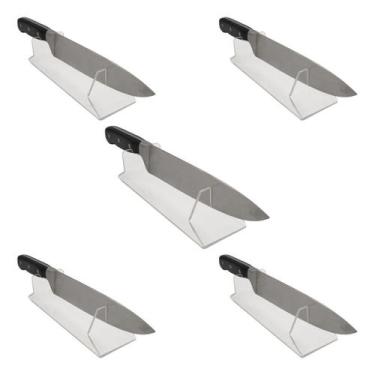 Imagem de Kit 5 Suporte Acrílico Organizador Faca Cozinha Expositor Profissional