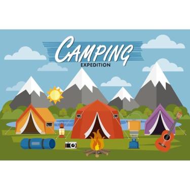 Imagem de Cenário de acampamento, aventura, desenho animado, floresta, montanha, cenário de expedição, acampamento, acampamento, acampamento, acampamento, tenda, pano de fundo, para trilhas, placa de escalada,