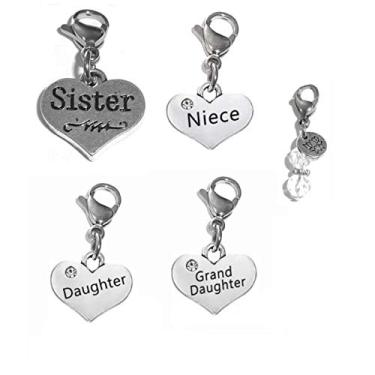 Imagem de Conjunto de 4 pingentes de encaixe, construa sua própria pulseira, bolsa, bolsa, mensagem, inspirador, chaveiro, puxador com zíper, joias, Metal, metal