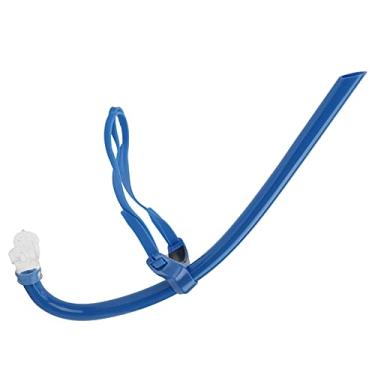 Imagem de Snorkel Montado na Frente para Natação, Bocal de Silicone, Equipamento de Respiração para Treinamento de Natação para Iniciantes (Azul)