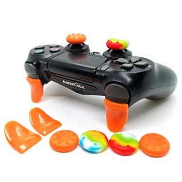 Imagem de Extensores de gatilho L2 R2 Ps4 (1 par de gatilhos L2 R2, 4 peças de tampa de joystick, 2 pares de adesivos de barra de luz de LED) para controle de PlayStation 4