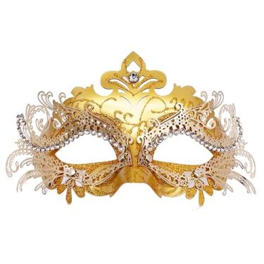 Imagem de Geek-M Máscaras De Metal Para Baile De Máscaras Femininas/Masculinas, Fantasia De Halloween Veneziana, Máscara De Carnaval (Dourada)