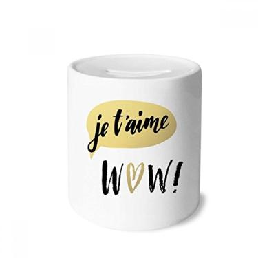 Imagem de DIYthinker Caixa para dinheiro Je T'Aime I Love You estilo citação caixa de cerâmica porta-moedas presente de cofrinho