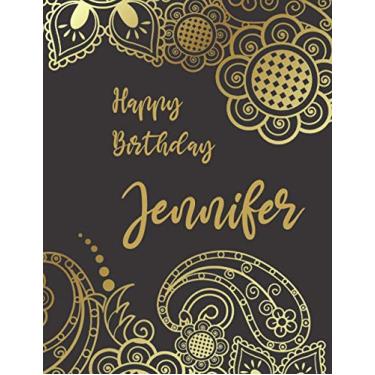 Imagem de Happy Birthday Jennifer: DOTTED Journal 8.5x11 LARGE Notebook A4 Luxurious MATTE Cover 120 Pages Dot Grid Paper Floral Name Gifts For Jennifer Dot Graph Sketchbook