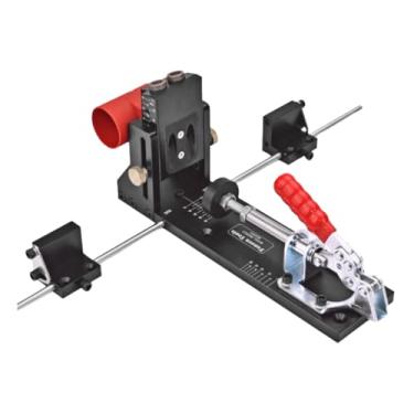 Imagem de Sistema de gabarito de bolso, brocas para ferramentas de marcenaria, guia de broca removível ajustável com suporte lateral, gabarito de cavilha de alumínio profissional com parafusos de bolso