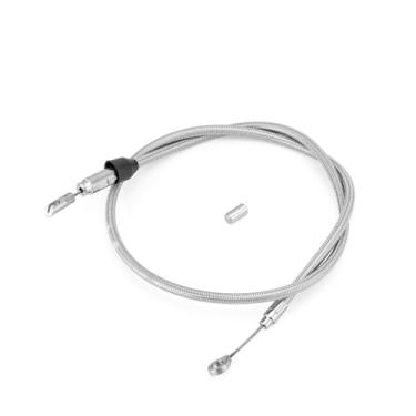 Imagem de Mofun 42" Extended Length Braided Upper Clutch Cable Stainless Steel Compatible with Harley Softail Fat Boy Street Bob Low Rider Slim Fat Bob Deluxe Heritage Model 2018-2025, Chrome