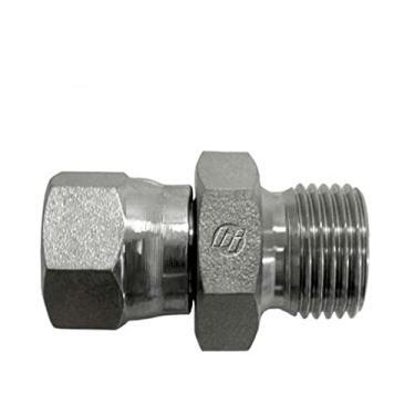 Imagem de Brennan Industries 7022-08-06 Adaptador de conversão reto de aço, 3/10.2 cm-16 fêmea JIC giratório x 3/8-19 macho BSPP