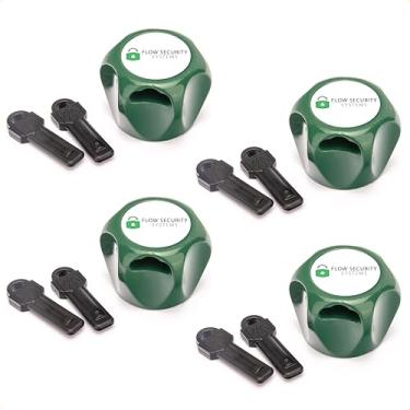 Imagem de Flow Security Systems | Trava de torneira II | Chave magnética | Com chave igual | Evita roubo de água e prende torneiras ao ar livre | Promove a conservação de água | Serve na maioria dos babadores de mangueira ao ar livre | FSS 500 | Pacote com 4