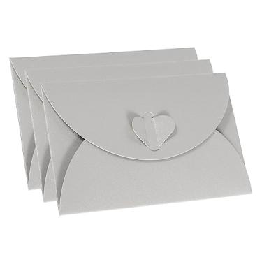 Imagem de PATIKIL Envelopes de vale-presente, pacote com 36, fecho em forma de coração, pequeno porta-cartões de presente, mini envelope para aniversários e casamentos, prata