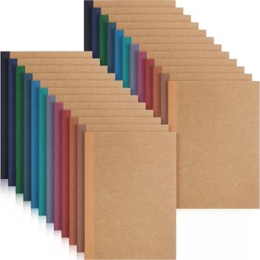 Imagem de Harloon Caderno de composição A5 Cadernos de composição 20 x 14,6 cm Cadernos Kraft pautados para faculdade com espinhos de arco-íris, pequeno livro de composição forrado para escritório, casa (cor