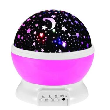 Imagem de Luminária Abajur Projetor Estrela 360º Projeção de Galáxia e Céu Estrelado para Decoração e Ambiente Relaxante (Rosa)