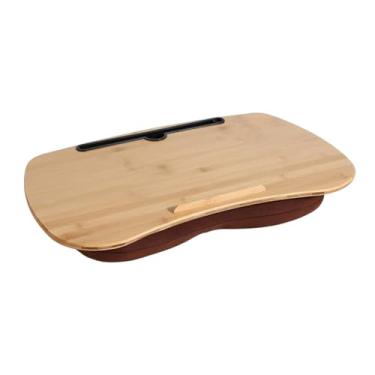 Imagem de Yajuyi Mesa de colo com almofada, resistente ao desgaste, conveniente, versátil, portátil, bandeja ergonômica para escrever, cama, escritório, trabalho, casa, com Ranhura, 55cmx35cm