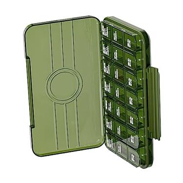 Imagem de Medicina Portátil Plástico Transparente Diário Caixa de Armazenamento Caixa de Armazenamento para Suplementos de Vitaminas de Óleo de Peixe 2 Compartimentos Verde Isso Vem