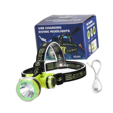 Imagem de menolana Lanterna de cabeça de mergulho portátil à prova d'água com 2 modos de mergulho autônomo para corrida, espeleologia, mergulho com snorkel e pesca, 9cm X 8.6cm X 5.3cm