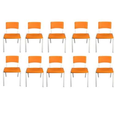Imagem de Kit 10 Cadeira Iso Infantil Laranja Escolar e Creche  - ECOMHOME