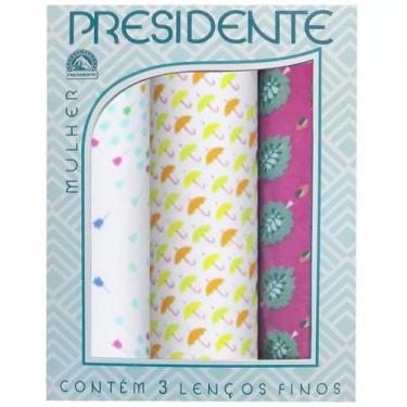 Imagem de Lenços De Bolso Femininos Estampados Presidente 3 Un 30x30, Sortidos
