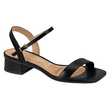 Imagem de Sandália Feminina Vizzano Salto Bloco Baixo Grosso Básica 4cm Saltinho