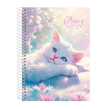 Imagem de Caderno Feminino Colegial Capa Dura 20 Matérias Cats Beauty